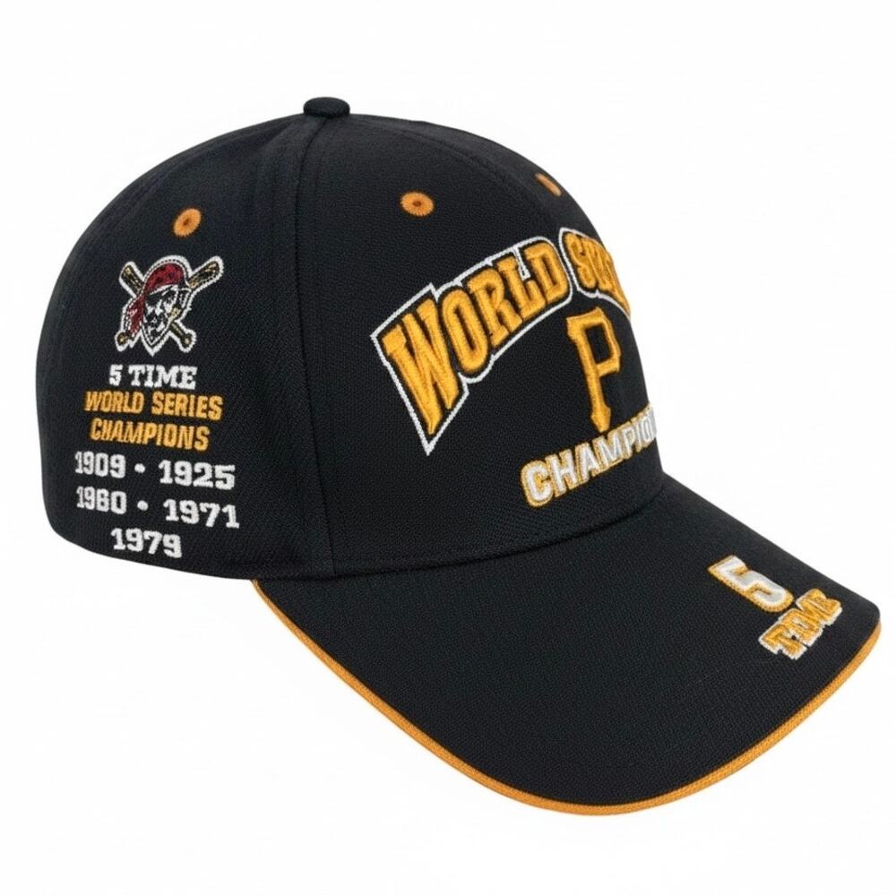 MLB PITTSBURGH PIRATES Hat Cap WORLD SERIES CHAMPIONS Black Gold ONE SIZE